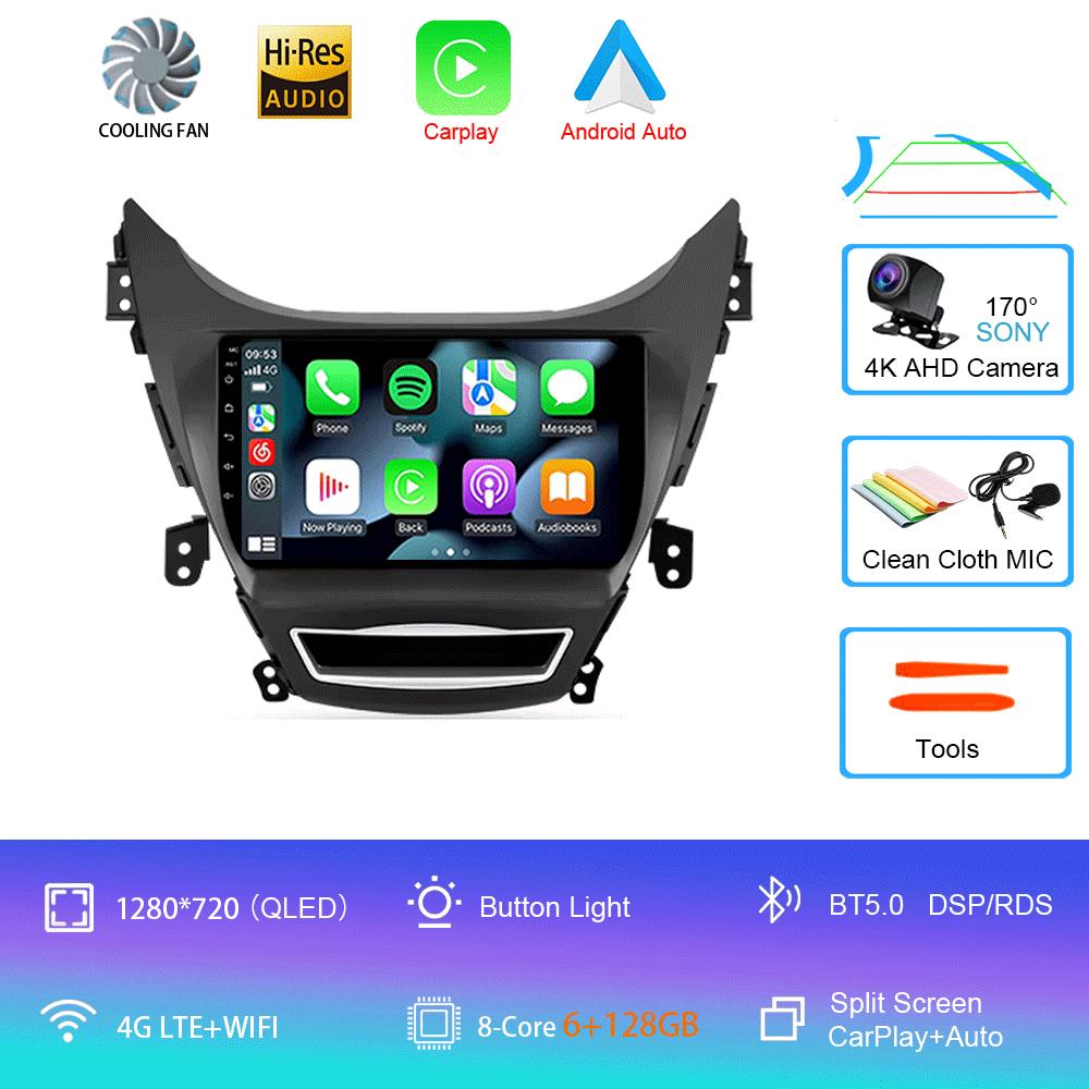 Car Radio Android 14 Carplay Auto For Hyundai Elantra I35 2011 2012 2013 2014 2015 2016 Multimedia Player WIFI+4G BT 2Din Stereo