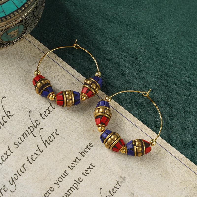Niche Design Nepalese Earrings Xizang Style Retro Exotic Personality Earrings Women's Simple Earrings Earrings