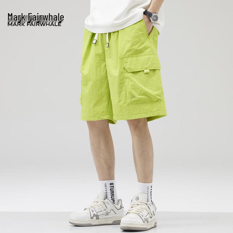 Mark Fairwhale Men s Summer Multi-Pocket Casual Shorts M флуоресцентный желтый