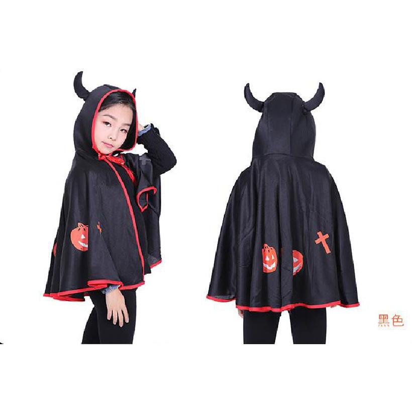 2023 Halloween Cosplay Costumes Funny  Horned Devil Cloak Boys and Girls Witch Pumpkin