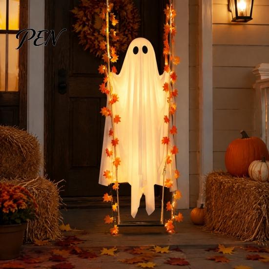 Halloween Party Theme Supplies Hanging Swinging Ghost Decoration for Outdoor Garden Yard, Weighted Fabric Flying on A Large Decorations Trees