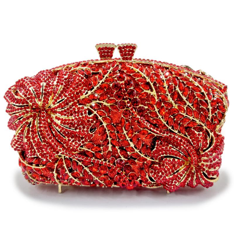 Sac de soirée pour femme à fleurs et diamants Sacs à main Nouveau Cristal Mariage de mariée Strass Pochette Sacs WHTUOHENG Sacs à main Pochette de soirée