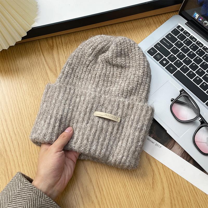 Japanese Woolen Hat for Women with Large Head Circumference Small Face Outdoor Winter Warm Ear Protection Pile Hat for Men Knitted Hat