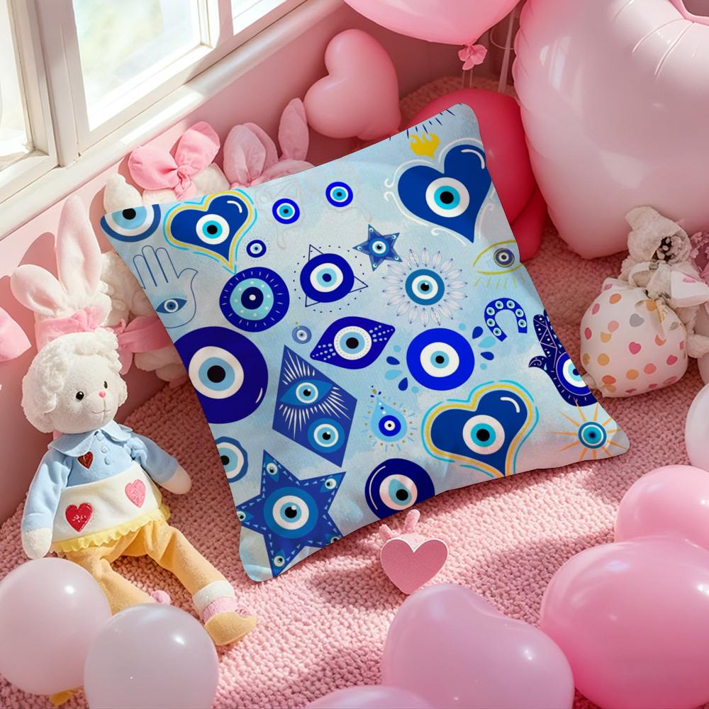 Evil Eye Symbol Art Cushion Cover Pattern Printed Pillowcase for Living Room Sofa Cushion Cover & Bedroom Decor