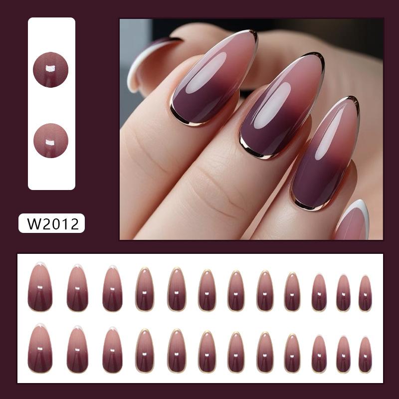 Summer gradual change clear grapes European and American ins wind wearing armor 24 pieces press on nails