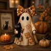 Double-Sided Printed Wooden Ornament Vintage Distressed Ghost Figurine Tabletop Ornament  Halloween