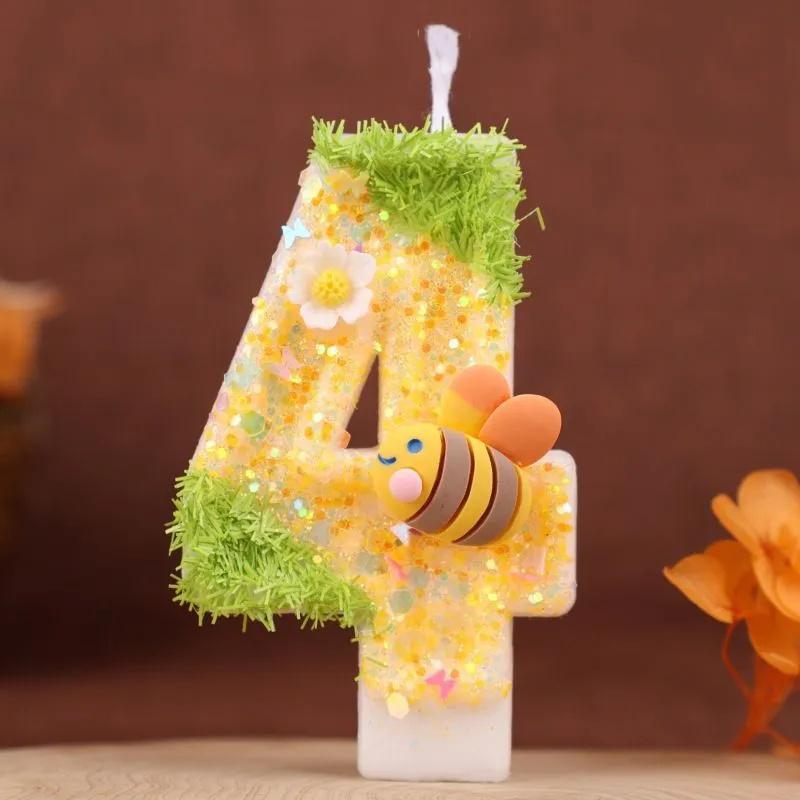 Number Birthday Candle with Bowknot Design Cake Decoration for Children Girls Baking Party Supplies