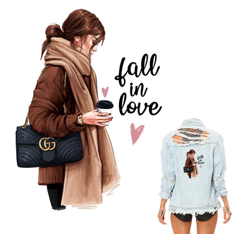 

Толстовки с капюшоном Fall In Love для девочек, топы, виниловые моющиеся наклейки уровня А, сделай сам, термопресс, наклейки для теплопередачи, патч