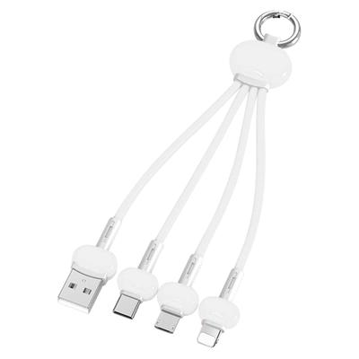 (SU)Keychain Silicone Keychain  Charge Data Cable,Line Suitable For Type C One Drag Three Fast Charge Data Cable