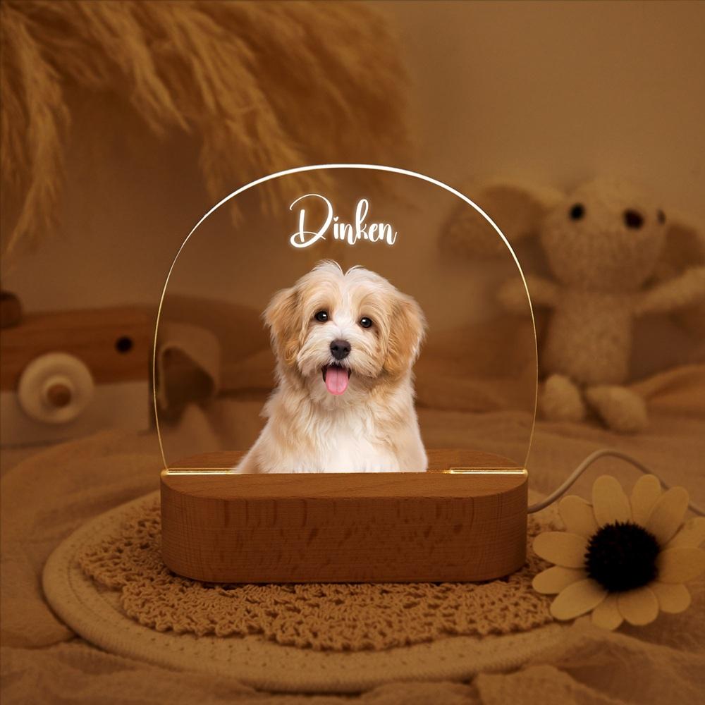 Custom Acrylic Pet Portrait Glow Personalized with Pet Photo Text Luminous Home Decor Pet Unique Memorial Keepsake for Pet Owner