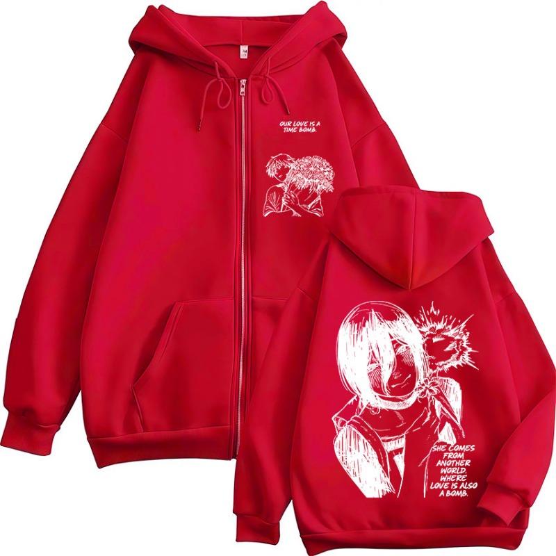 Anime Chainsaw Man Reze Denji Manga Zipper Hoodies Men's Clothing Fashion Long Sleeves Zip Up Hooded Sweatshirts Coats Jackets