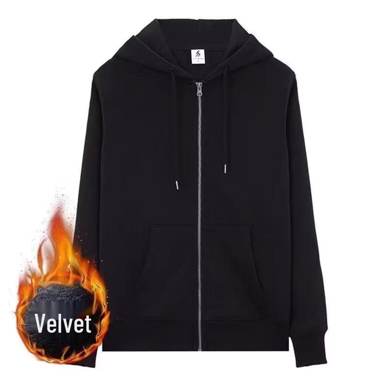 Men's Autumn Plus Velvet Zipper Cardigan Hoodie