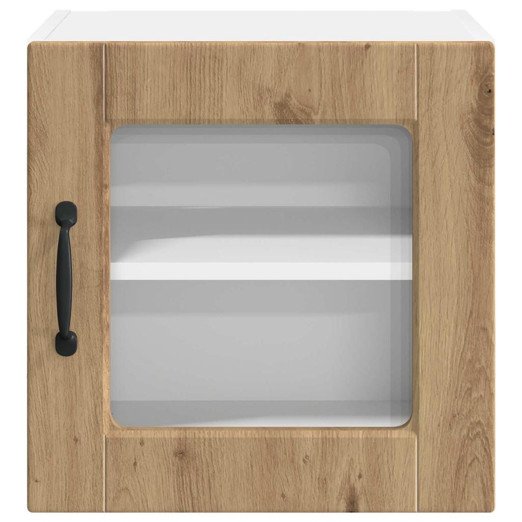 Wall Mounted Glass Cabinet PORTO 2 pcs Artisan Oak Finish 40 x 31 x 40 cm