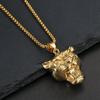 Men's Hip Hop Lion Pendant Necklace Stainless Steel Gold Black Cuban Chain Punk Men Fashion accessories