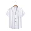 Camicie Casual a Maniche Corte da Uomo Abbigliamento da Strada per il Tempo Libero Camicie a Bottone con Collo a Punta Monocolore da Uomo Camicetta Vintage per le Vacanze