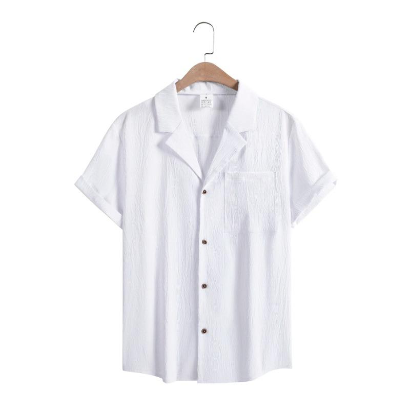 Camicie Casual a Maniche Corte da Uomo Abbigliamento da Strada per il Tempo Libero Camicie a Bottone con Collo a Punta Monocolore da Uomo Camicetta Vintage per le Vacanze