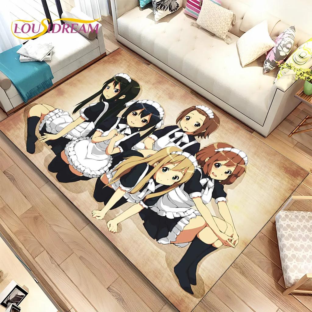 K-ON Cartoon Cute Lolita Kawaii Girls Area Rug,Carpet Rug for Living Room Bedroom Sofa Doormat Decoration, Non-slip Floor Mat 3D