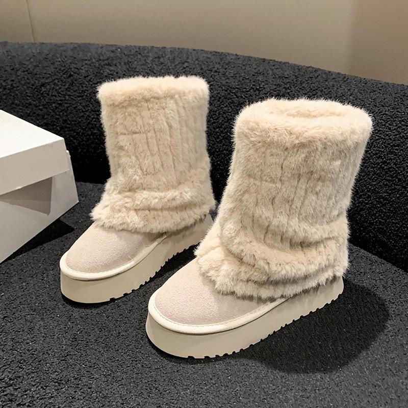 

Women s thick bottom fashion a footstool winter lightweight warm anti cold snow boots non-slip casual sneakers cotton boots plush pantyhose boots 40