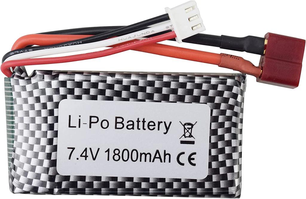 7.4V 1800mAh Lithiumová baterie s T-konektorem | Kompatibilní s WLTOYS A959-B A969-B A979-B K929-B 144001 | Prodloužená doba provozu pro RC off-road