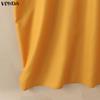 VONDA Women Ruffled 3/4 Sleeve Print Casual Long Baggy Maxi Robe Dress Nonelastic