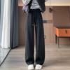 Women's High-Waisted Fleece-Lined Wool Wide-Leg Pants - Winter Slimming Casual Floor-Length.