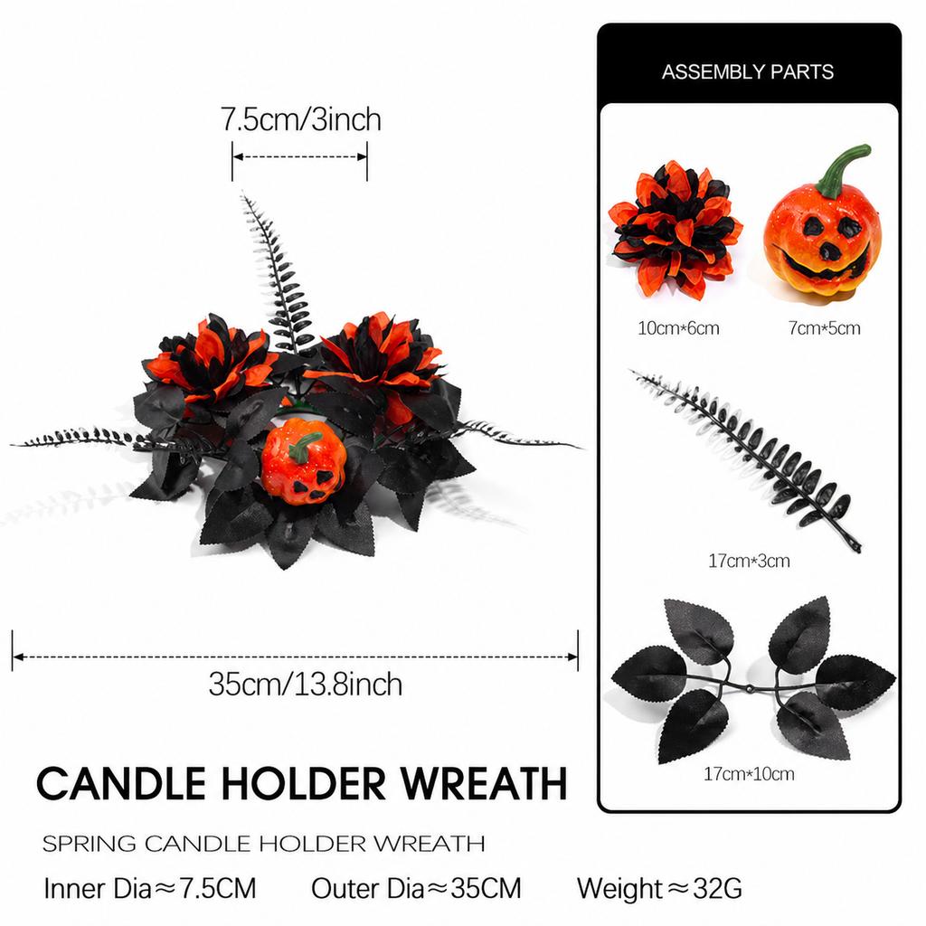 Artificial Floral Wreath Natural Colors Simulation Floral Wreath Decorative Flowers Wreath Mold-Resistant Nordic Candle Holder
