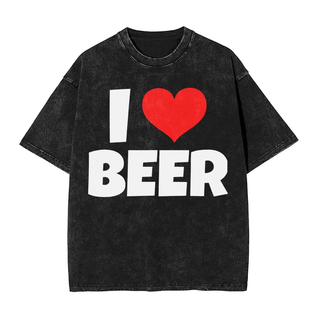 Unique I Need Beer  Tshirts For Men Round Collar Pure Cotton Washed T Shirts Beer Fuel Gauge Short Sleeve Tees Graphic Tops