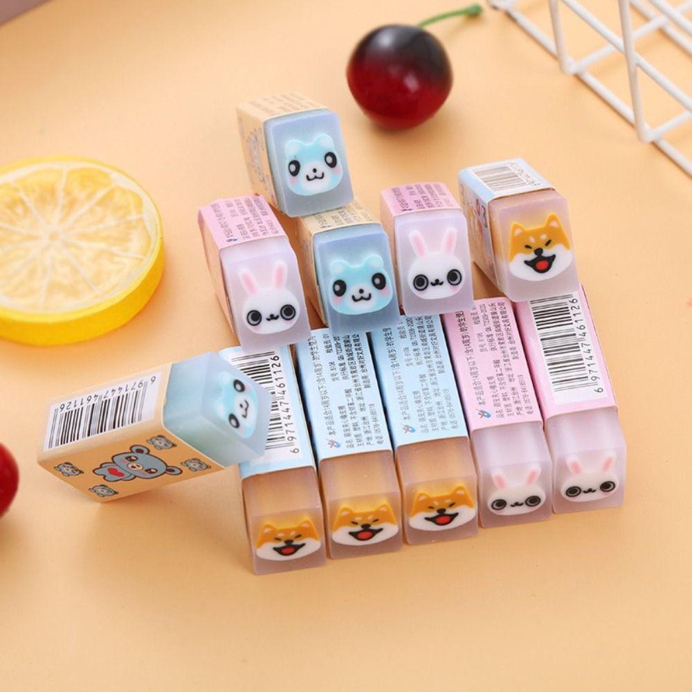 10pcs Bunny Cute Animal Eraser Rubber Pencil Wipe Eraser Cartoon Pencil Eraser  Kids Gifts