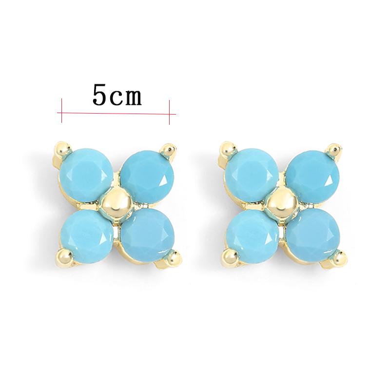 

ZAKOL Luxury Flower Square Zirconia Stud Earrings For For Women Girls Gold Color Metal Crystal Ears Zircon Wedding Festival синій