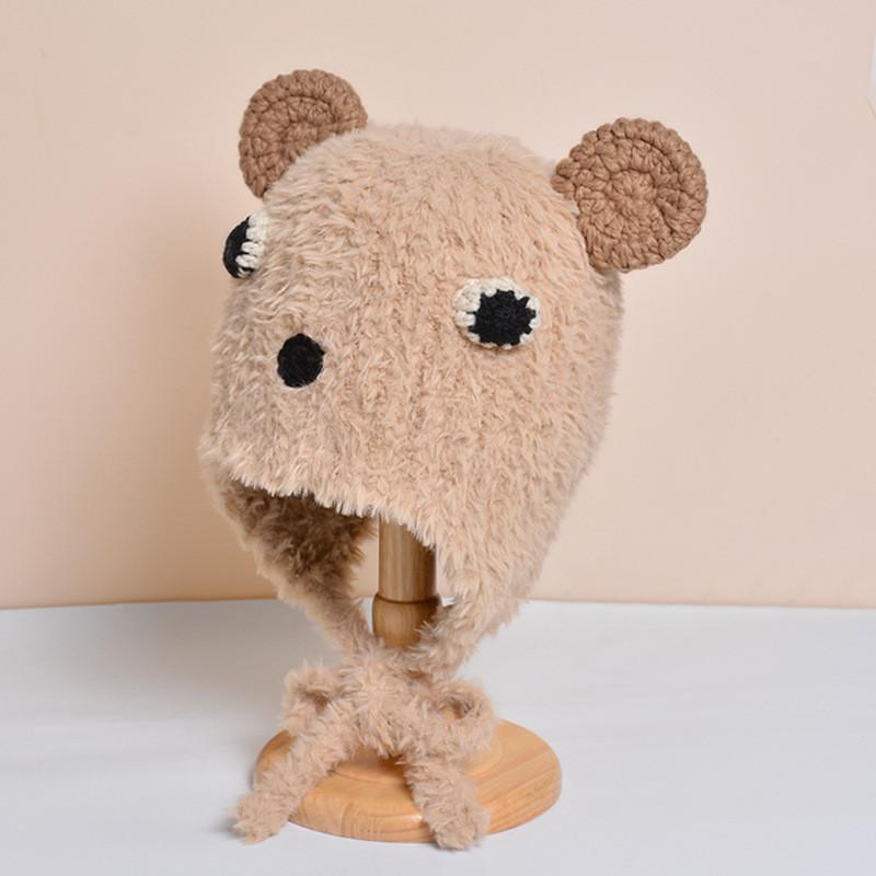 Autumn Winter Knit Cap With Ear Coverage For Kids And Adults хаки