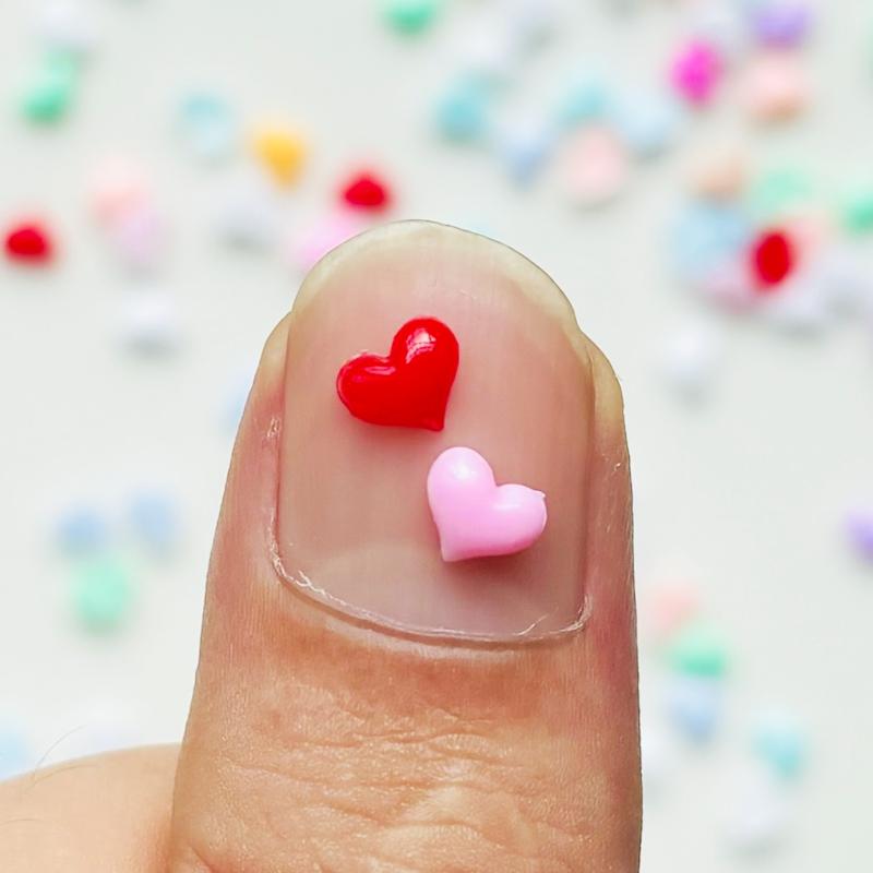 200 Pcs New Mini Resin Cartoon Macaron Color Peach Heart Diy Flatback Ornament Jewelry Making Manicure Hairwear Accessories A42