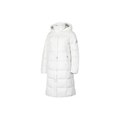Damen Langer Daunenparka Warm Outdoor Mittellang Sportlich Kapuzen-Daunenjacke Winter Damenjacke Strahlend-Weiß EH3986