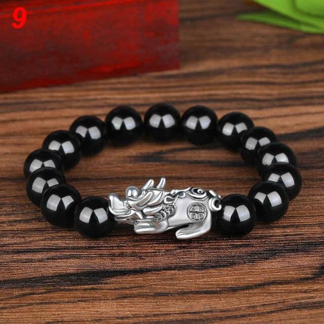 Černý obsidián Budhismus Šest slov Pixiu Pro dámy Korálkové náramky Šťastný amulet Šperky Módní náramek na zápěstí