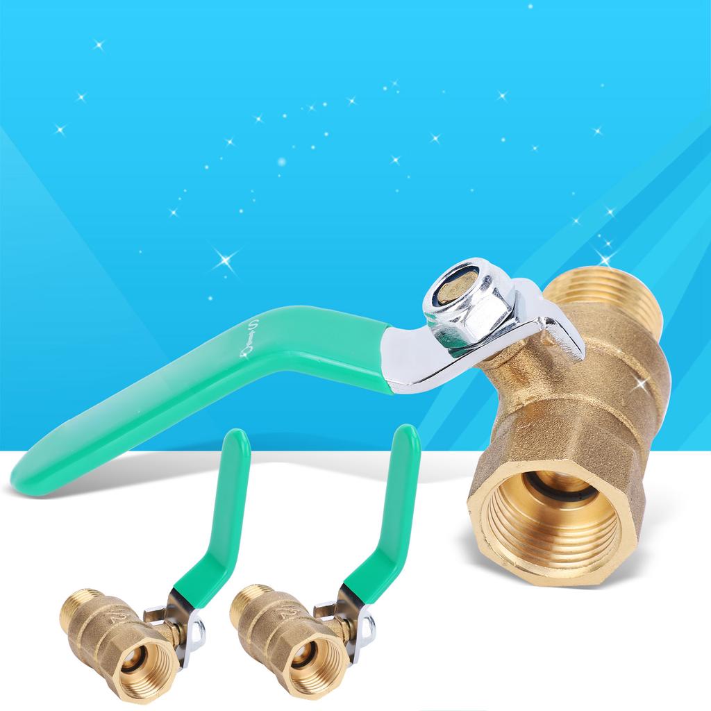 3Pcs 12in Water Pipe Ball Valve Female Male Threaded Thickened Brass Drain Shut Off Switch