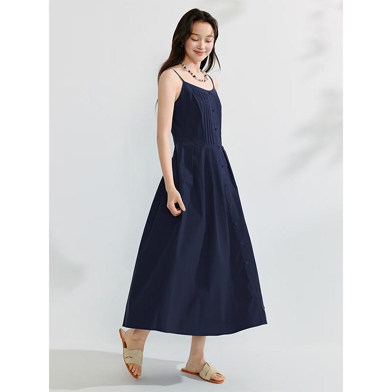 INMAN Klein Blue Pleated Sling Dress