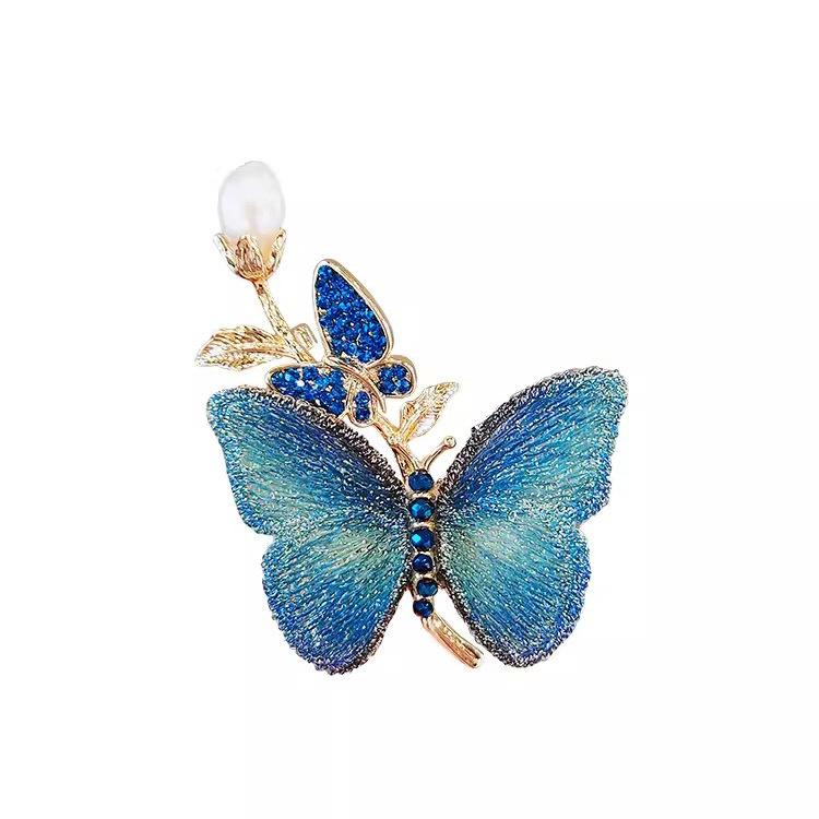 Luxury Brooch Women'S Exquisite Embroidery Butterfly Brooch Fashion Personality Pin Elegant Temperament Suit Accessories