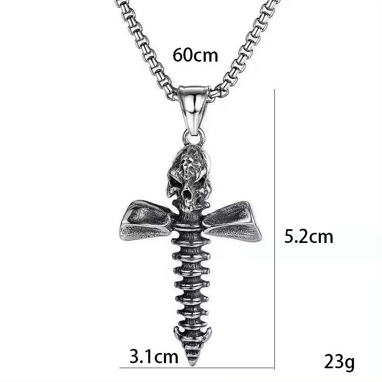 Hip Hop Schmuck Totenkopf Halskette, Titanstahl Herren Totenkopf Halskette
