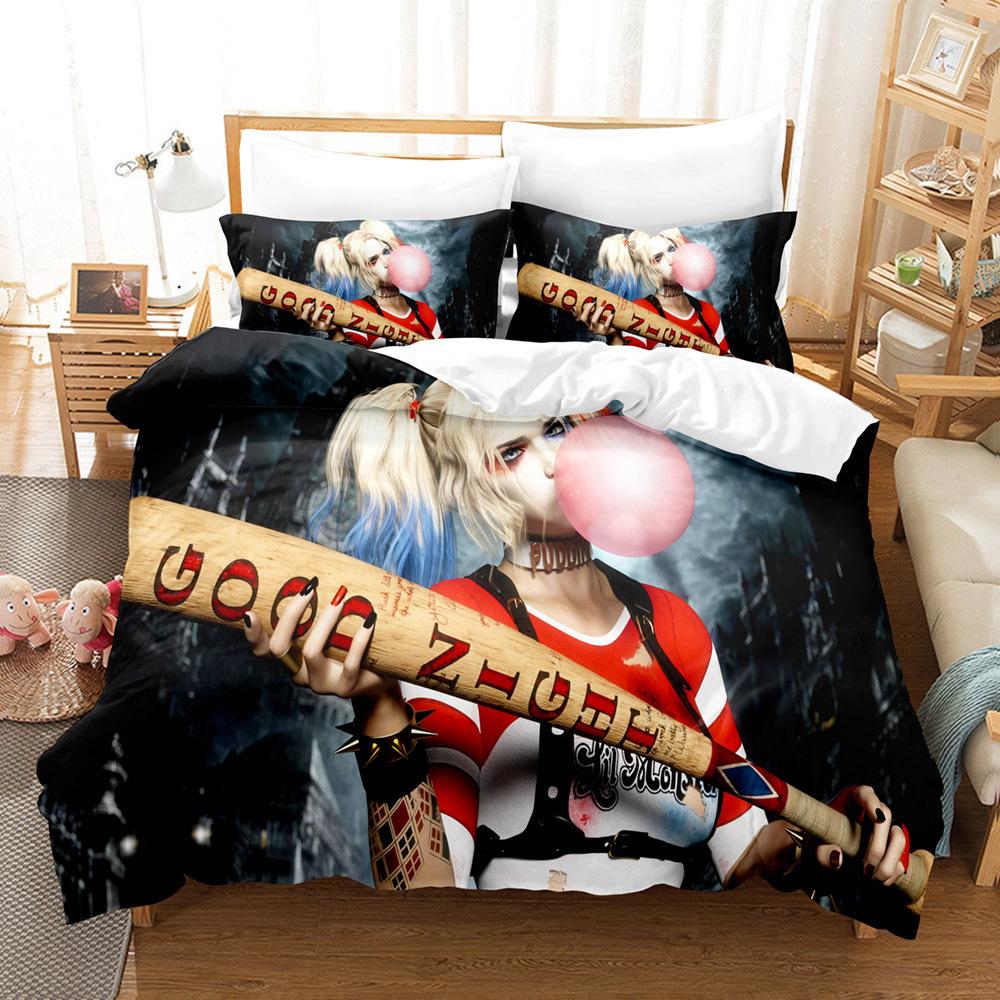 Animated film H-Harley Quinn Bedding SetJoker Duvet Cover Pillowcase 2/3pcs Adult Boy Girl Bedroom Decoration Single/Double