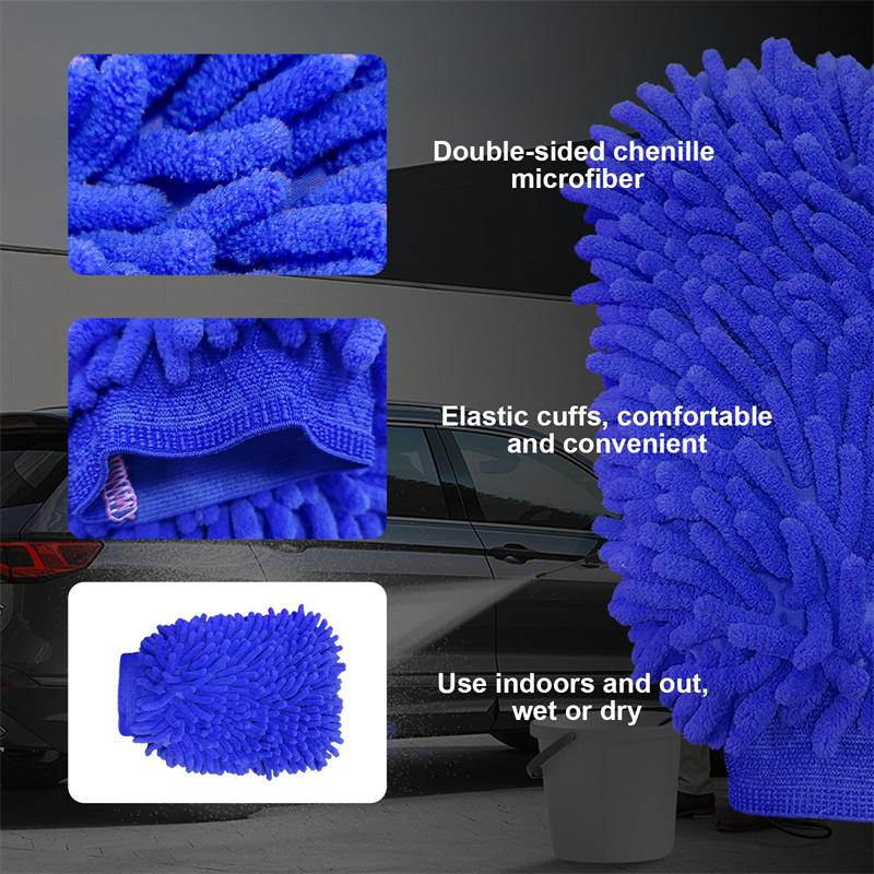 Car Wash Gloves Chenille Glove Plush Rags Thickened Double-sided Car Supplies Cleaning Tools Auto Acessories Car Detailing