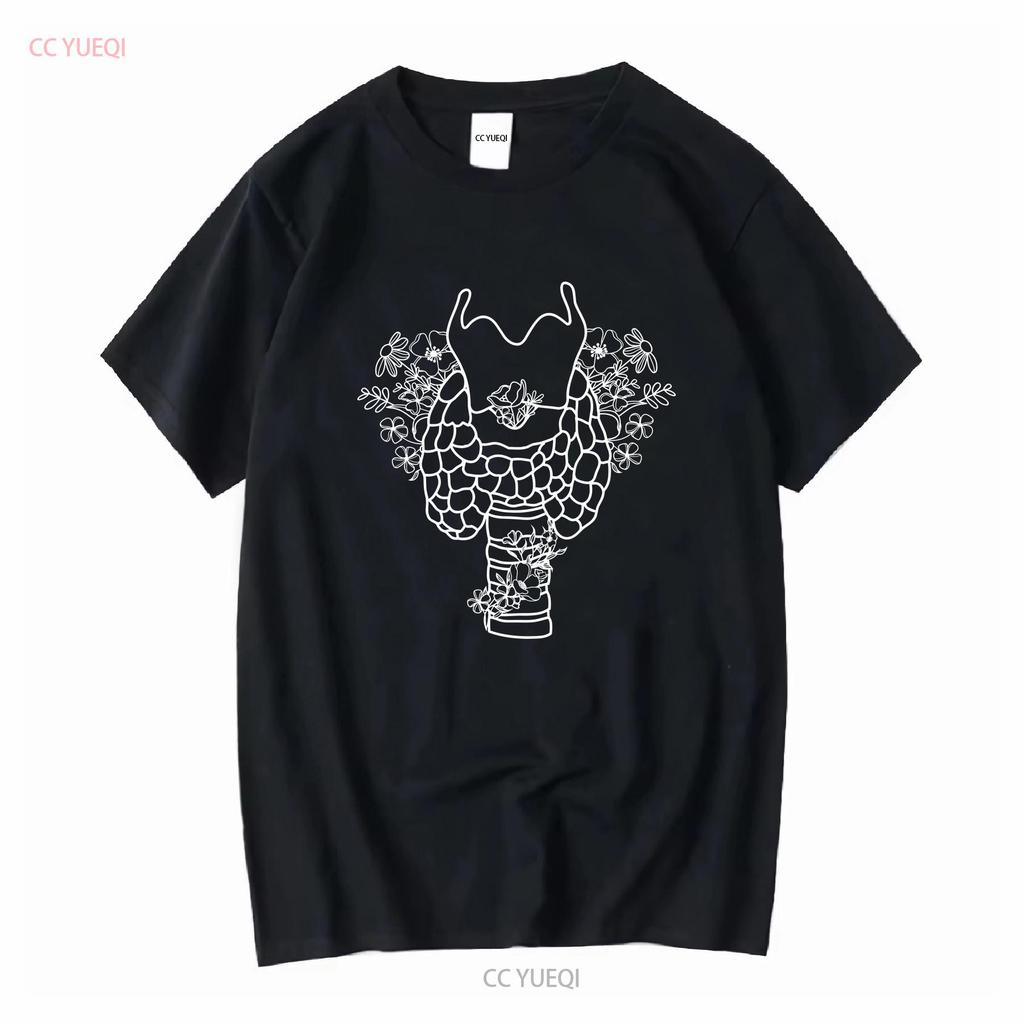 Thyroid T Shirt Floral Anatomy Hypothyroidism Graves Disease Cancer Hyperthyroidism Endocrinology long or short sleeves