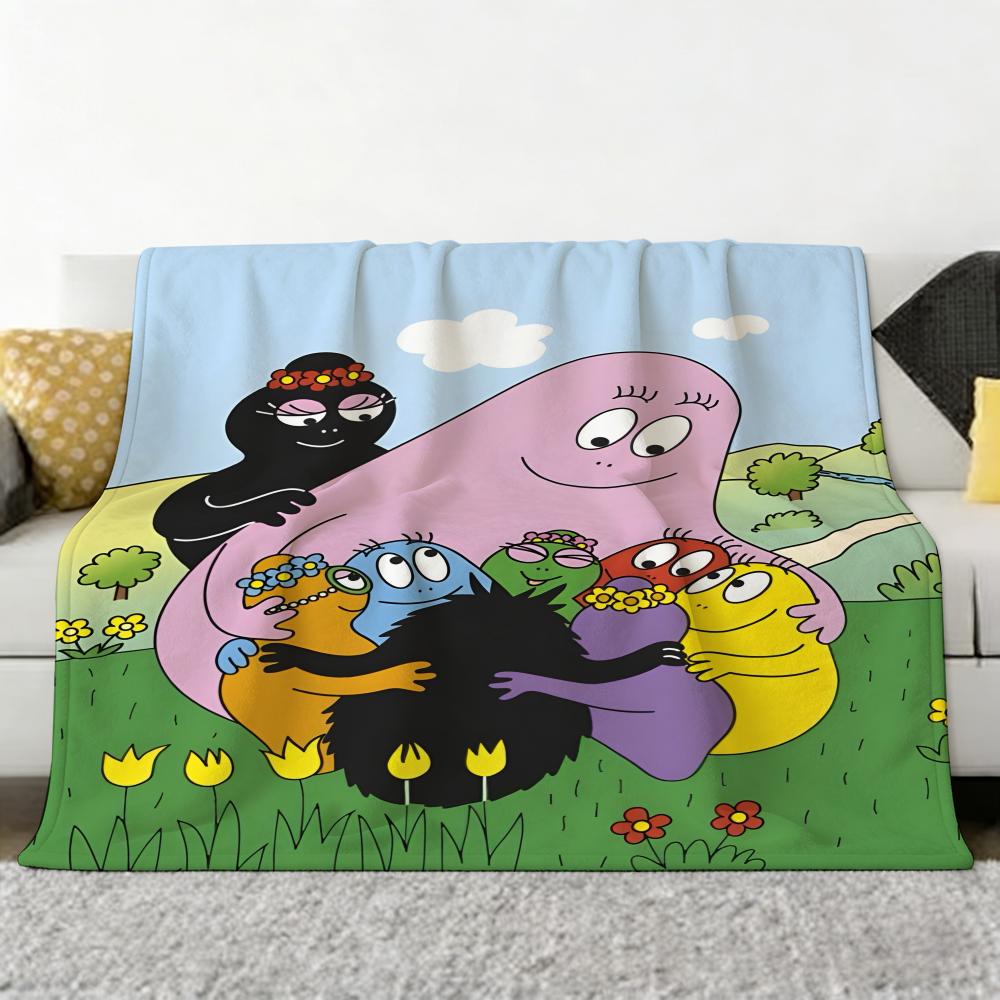 Animation B-Barbapapa Throw Soft Cozy Flannel Throw Blanket for Sofa Bedroom and More 75x90cm