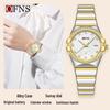 OFNS Women's Luxury Quartz Watch: Diamond-Inlaid Round Dial, Calendar, Waterproof, Luminous, Elegant Design.
