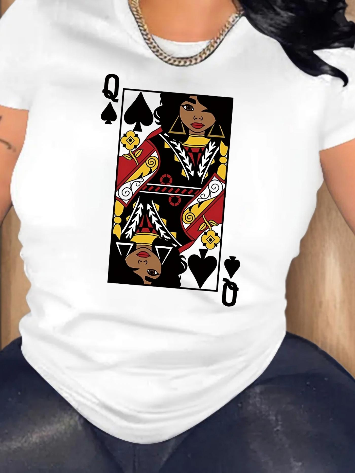 Queen of Spades Playing Card Graphic Print T-shirt S