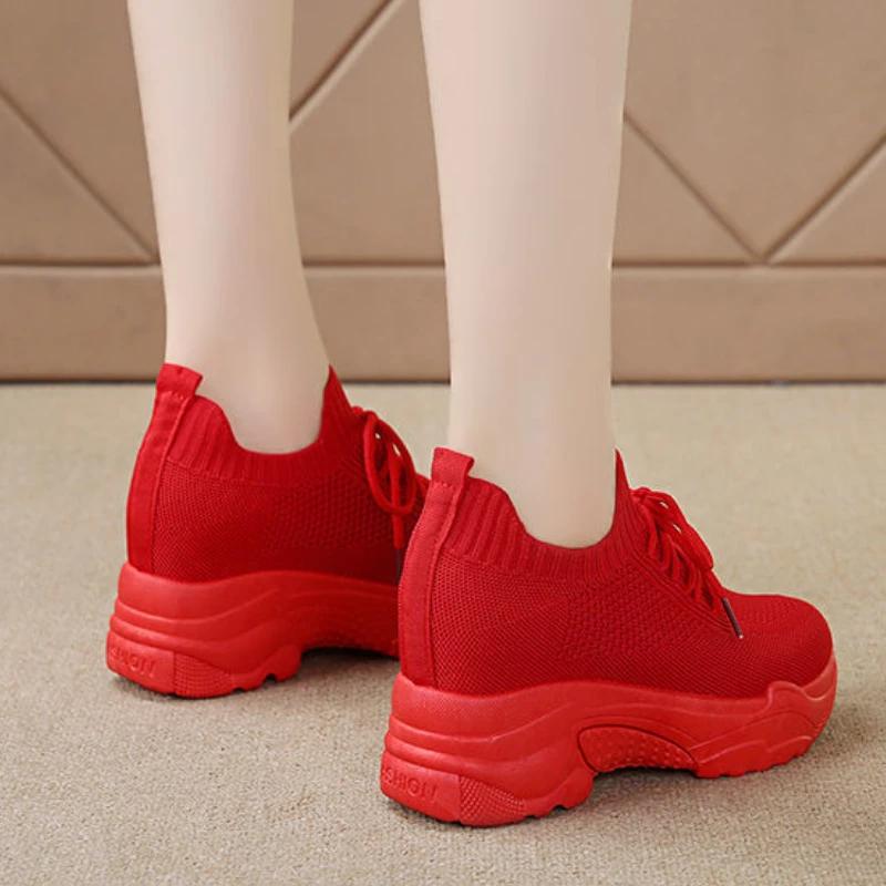 Fashion Hidden Heels Women Platform Sneakers Mesh Breathable Casual Shoes for Women Fashion Outdoor Women Running Shoes tenis de mujer