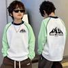 Boys' Summer Loose Cartoon Long Sleeve Sun Protection Top for Middle & Older Kids - Lightweight Cool Patchwork Base Layer Shirt