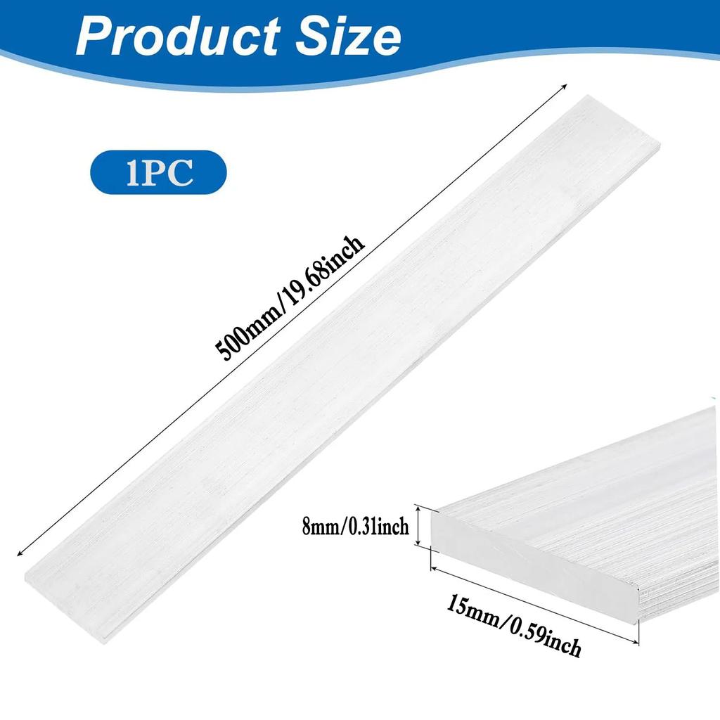 1-5pcs 6061 Aluminum Flat Bar Stock 500mm, High Strength Rectangular Bar for Metalworking, Industrial & Craft Use