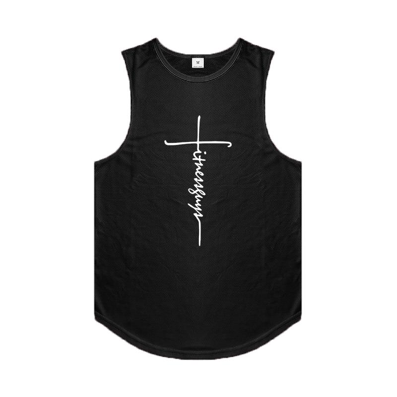 

Muscleguys Men s Bodybuilding Tank Tops Gym Workout Fitness Sleeveless T Shirt Running Clothing Stringer Singlets Summer Mesh Casual Vests M чорний