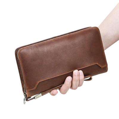 CONTACT'S Genuine Leather Men's Clutch Bag Family Passport Wallet Bussiness Card Holders Retro Large Capacity Handbag