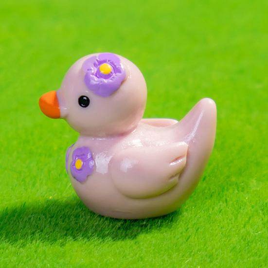 12Pcs Mini Resin Floral Ducks Colorful Miniature Duck Figurines Cute Mini Animal Collectibles for Fairy Garden Decor DIY Crafts Fish Tank Decoration
