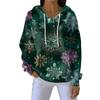 Women's Loose Comfortable Casual Fashion V-Neck Christmas Print Long Sleeve Hoodie